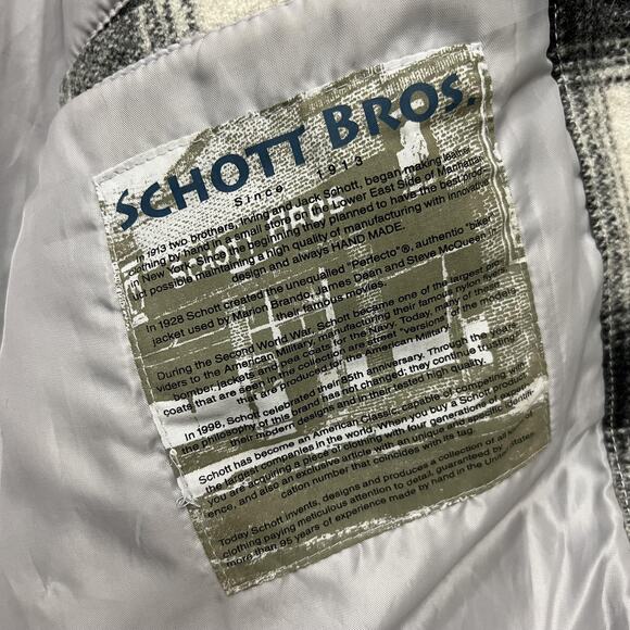 Schott Jacket Mens 3XL Black Gray Plaid Wool Blend G-1 M-422B Naval Patches - Picture 6 of 12